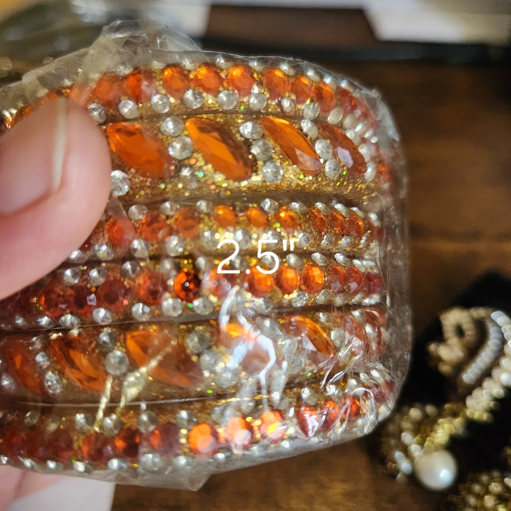 Elegant Orange and Gold Bangle Set